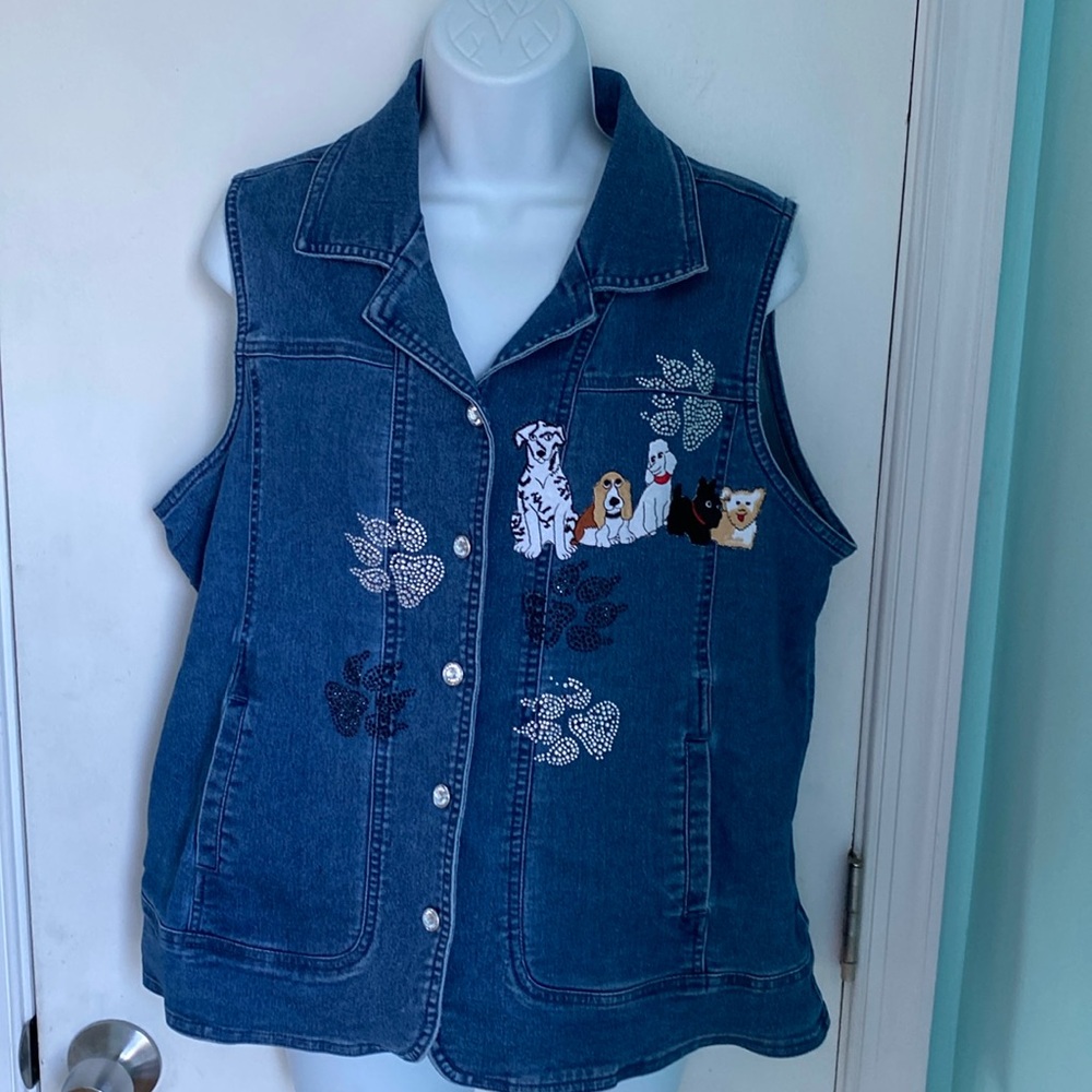 Distinct denim embellished dog vest GUC